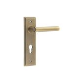 BUR45KIT12 Frelan Hardware Burlington Richmond Door Handles on 72mm Din Euro Backplate Antique Brass