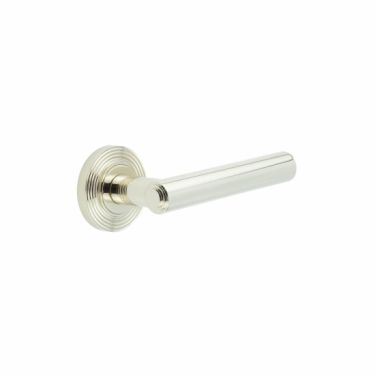 Click Here To Enlarge This Photo Of BUR45KIT160 Frelan Hardware Burlington Richmond Door Handles on Reeded Rose Polished Nickel