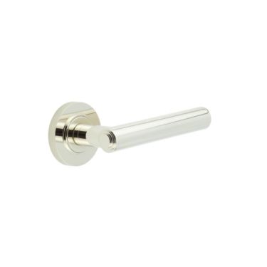 Click Here To Enlarge This Photo Of BUR45KIT161 Frelan Hardware Burlington Richmond Door Handles on Knurled Rose Polished Nickel