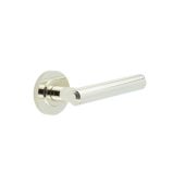 BUR45KIT161 Frelan Hardware Burlington Richmond Door Handles on Knurled Rose Polished Nickel