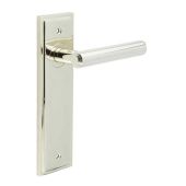 BUR45KIT164 Frelan Hardware Burlington Richmond Door Handles on Latch Backplate Polished Nickel