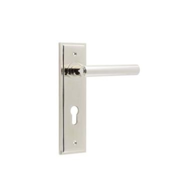 Click Here To Enlarge This Photo Of BUR45KIT168 Frelan Hardware Burlington Richmond Door Handles on 72mm Din Euro Backplate Polished Nickel