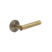 BUR45KIT2 Frelan Hardware Burlington Richmond Door Handles on Chamfered Rose Antique Brass