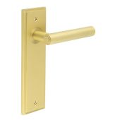 BUR45KIT242 Frelan Hardware Burlington Richmond Door Handles on Latch Backplate Satin Brass