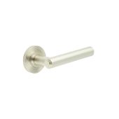 BUR45KIT316 Frelan Hardware Burlington Richmond Door Handles on Reeded Rose Satin Nickel