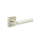 BUR45KIT318 Frelan Hardware Burlington Richmond Door Handles on Square Plain Rose Satin Nickel