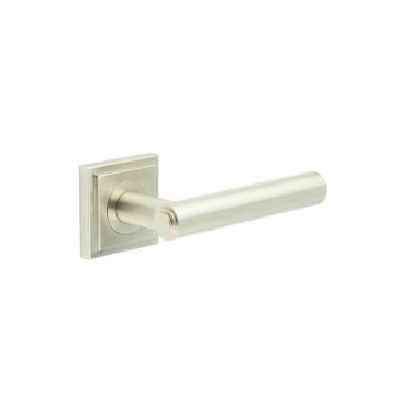 Click Here To Enlarge This Photo Of BUR45KIT319 Frelan Hardware Burlington Richmond Door Handles on Square Stepped Rose Satin Nickel