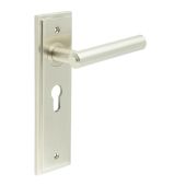 BUR45KIT323 Frelan Hardware Burlington Richmond Door Handles on 47.5mm Euro Backplate Satin Nickel