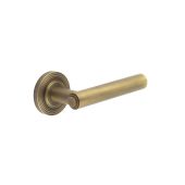 BUR45KIT4 Frelan Hardware Burlington Richmond Door Handles on Reeded Rose Antique Brass