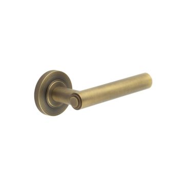 Click Here To Enlarge This Photo Of BUR45KIT5 Frelan Hardware Burlington Richmond Door Handles on Knurled Rose Antique Brass