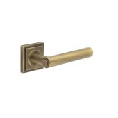 BUR45KIT7 Frelan Hardware Burlington Richmond Door Handles on Square Stepped Rose Antique Brass