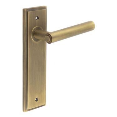 Click Here To Enlarge This Photo Of BUR45KIT8 Frelan Hardware Burlington Richmond Door Handles on Latch Backplate Antique Brass