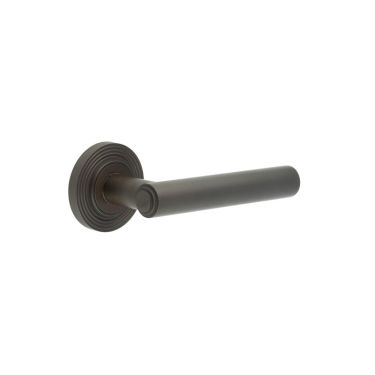 Click Here To Enlarge This Photo Of BUR45KIT82 Frelan Hardware Burlington Richmond Door Handles on Reeded Rose Dark Bronze