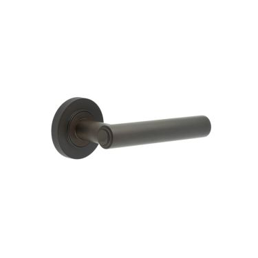 Click Here To Enlarge This Photo Of BUR45KIT83 Frelan Hardware Burlington Richmond Door Handles on Knurled Rose Dark Bronze