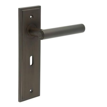 Click Here To Enlarge This Photo Of BUR45KIT87 Frelan Hardware Burlington Richmond Door Handles on 57mm Lock Backplate Dark Bronze