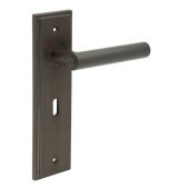 BUR45KIT87 Frelan Hardware Burlington Richmond Door Handles on 57mm Lock Backplate Dark Bronze