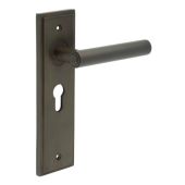 BUR45KIT89 Frelan Hardware Burlington Richmond Door Handles on 47.5mm Euro Backplate Dark Bronze