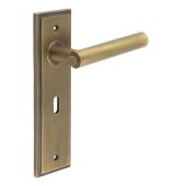 BUR45KIT9 Frelan Hardware Burlington Richmond Door Handles on 57mm Lock Backplate Antique Brass