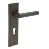 BUR45KIT90 Frelan Hardware Burlington Richmond Door Handles on 72mm Din Euro Backplate Dark Bronze