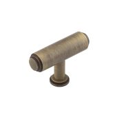 BUR502AB Frelan Hardware Burlington Belgrave 60mm T Bar Stepped Cupboard Knob Antique Brass