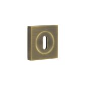 BUR-60AB-171AB Frelan Hardware Burlington Standard Keyway Escutcheon on Square Plain Rose Antique Brass