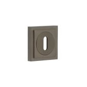 BUR-60DB-173DB Frelan Hardware Burlington Standard Keyway Escutcheon on Square Stepped Rose Dark Bronze