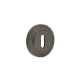 BUR-60DB-72DB Frelan Hardware Burlington Standard Keyway Escutcheon on Chamfered Rose Dark Bronze