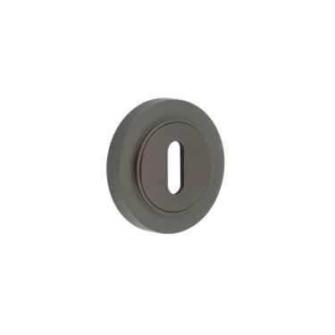 Click Here To Enlarge This Photo Of BUR-60DB-75DB Frelan Hardware Burlington Standard Keyway Escutcheon on Knurled Rose Dark Bronze