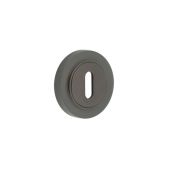 BUR-60DB-75DB Frelan Hardware Burlington Standard Keyway Escutcheon on Knurled Rose Dark Bronze