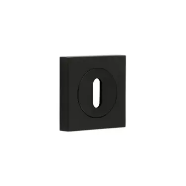 Click Here To Enlarge This Photo Of BUR-60MB-171MB Frelan Hardware Burlington Standard Keyway Escutcheon on Square Plain Rose Matt Black