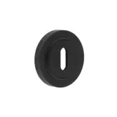 BUR-60MB-71MB Frelan Hardware Burlington Standard Keyway Escutcheon on Plain Rose Matt Black