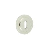BUR-60PN-71PN Frelan Hardware Burlington Standard Keyway Escutcheon on Plain Rose Polished Nickel