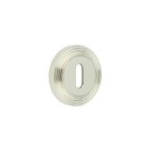 BUR-60PN-74PN Frelan Hardware Burlington Standard Keyway Escutcheon on Reeded Rose Polished Nickel