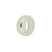 BUR-60PN-75PN Frelan Hardware Burlington Standard Keyway Escutcheon on Knurled Rose Polished Nickel