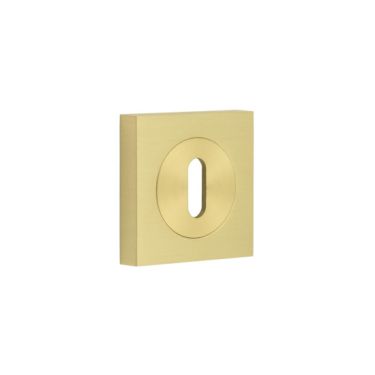 Click Here To Enlarge This Photo Of BUR-60SB-171SB Frelan Hardware Burlington Standard Keyway Escutcheon on Square Plain Rose Satin Brass