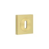 BUR-60SB-171SB Frelan Hardware Burlington Standard Keyway Escutcheon on Square Plain Rose Satin Brass