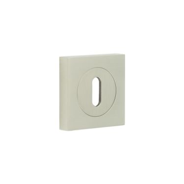 Click Here To Enlarge This Photo Of BUR-60SN-171SN Frelan Hardware Burlington Standard Keyway Escutcheon on Square Plain Rose Satin Nickel