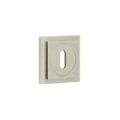 BUR-60SN-173SN Frelan Hardware Burlington Standard Keyway Escutcheon on Square Stepped Rose Satin Nickel