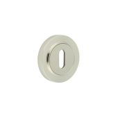 BUR-60SN-71SN Frelan Hardware Burlington Standard Keyway Escutcheon on Plain Rose Satin Nickel