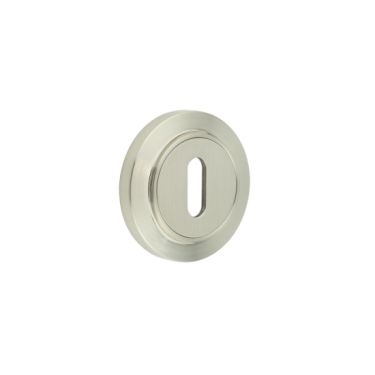 Click Here To Enlarge This Photo Of BUR-60SN-72SN Frelan Hardware Burlington Standard Keyway Escutcheon on Chamfered Rose Satin Nickel