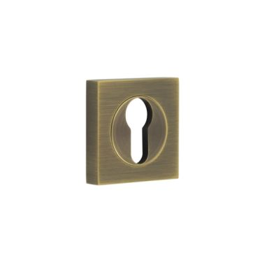 Click Here To Enlarge This Photo Of BUR-61AB-171AB Frelan Hardware Burlington Euro Profile Escutcheon on Square Plain Rose Antique Brass