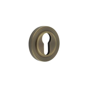 Click Here To Enlarge This Photo Of BUR-61AB-71AB Frelan Hardware Burlington Euro Profile Escutcheon on Plain Rose Antique Brass