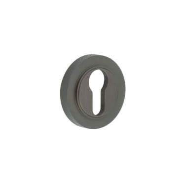 Click Here To Enlarge This Photo Of BUR-61DB-75DB Frelan Hardware Burlington Euro Profile Escutcheon on Knurled Rose Dark Bronze
