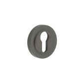 BUR-61DB-75DB Frelan Hardware Burlington Euro Profile Escutcheon on Knurled Rose Dark Bronze
