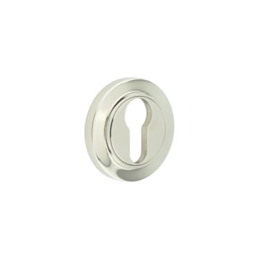 Click Here To Enlarge This Photo Of BUR-61PN-72PN Frelan Hardware Burlington Euro Profile Escutcheon on Chamfered Rose Polished Nickel