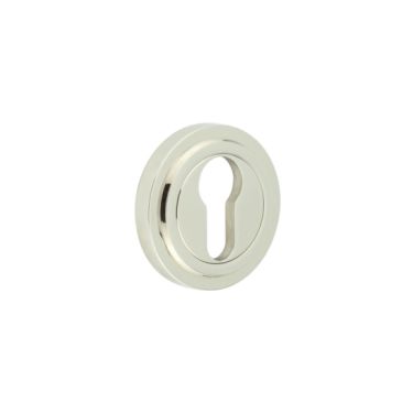 Click Here To Enlarge This Photo Of BUR-61PN-73PN Frelan Hardware Burlington Euro Profile Escutcheon on Stepped Rose Polished Nickel