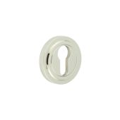 BUR-61PN-73PN Frelan Hardware Burlington Euro Profile Escutcheon on Stepped Rose Polished Nickel