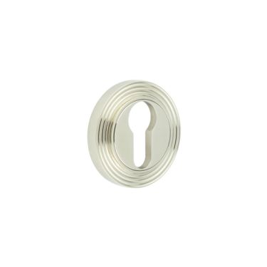 Click Here To Enlarge This Photo Of BUR-61PN-74PN Frelan Hardware Burlington Euro Profile Escutcheon on Reeded Rose Polished Nickel