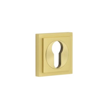 Click Here To Enlarge This Photo Of BUR-61SB-173SB Frelan Hardware Burlington Euro Profile Escutcheon on Square Stepped Rose Satin Brass