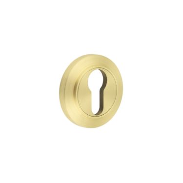 Click Here To Enlarge This Photo Of BUR-61SB-72SB Frelan Hardware Burlington Euro Profile Escutcheon on Chamfered Rose Satin Brass